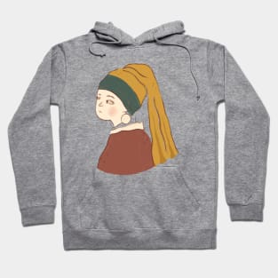 ‏Girl with a Pearl Earring (transparent) Hoodie